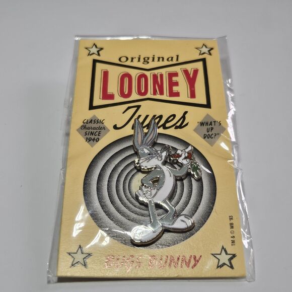 *Sale* Looney Tunes Lapel Pin Bugs Bunny 1993 Warner Brothers Eating Carrot - Picture 10 of 10